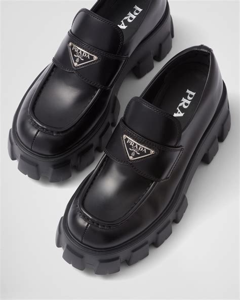 prada loafers black and white|prada black loafers women.